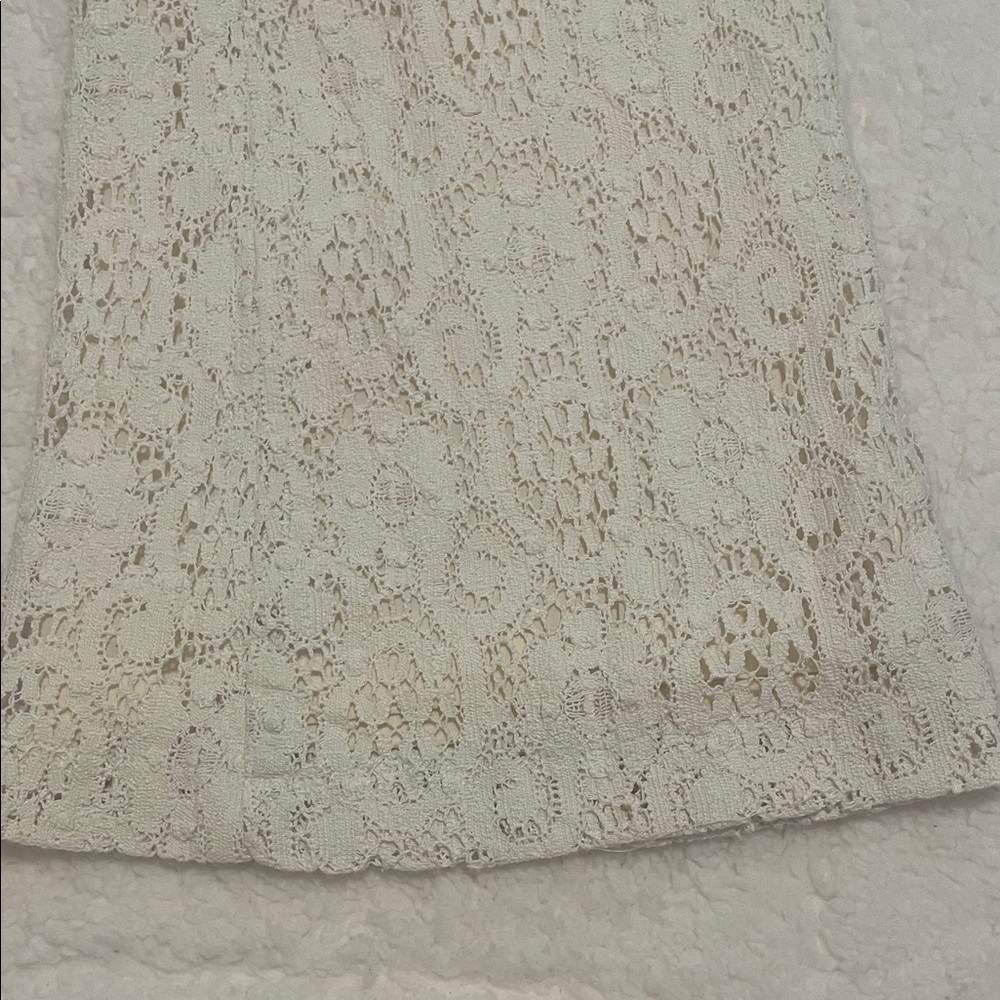 Vintage KORS Cream Lace Flare Pants • Boho Bridal Festival Statement Pants - Picture 6 of 12
